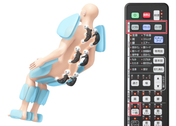 エアー強さ 一括調節