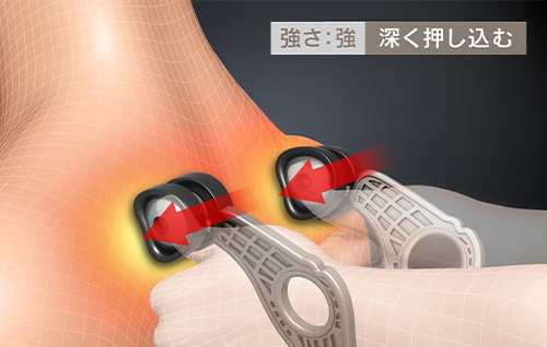 強さ:強 深く押し込む