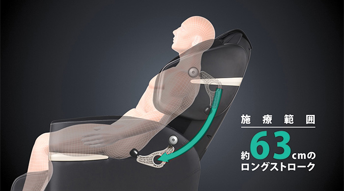 首・肩から腰まで約63cmのマッサージ範囲